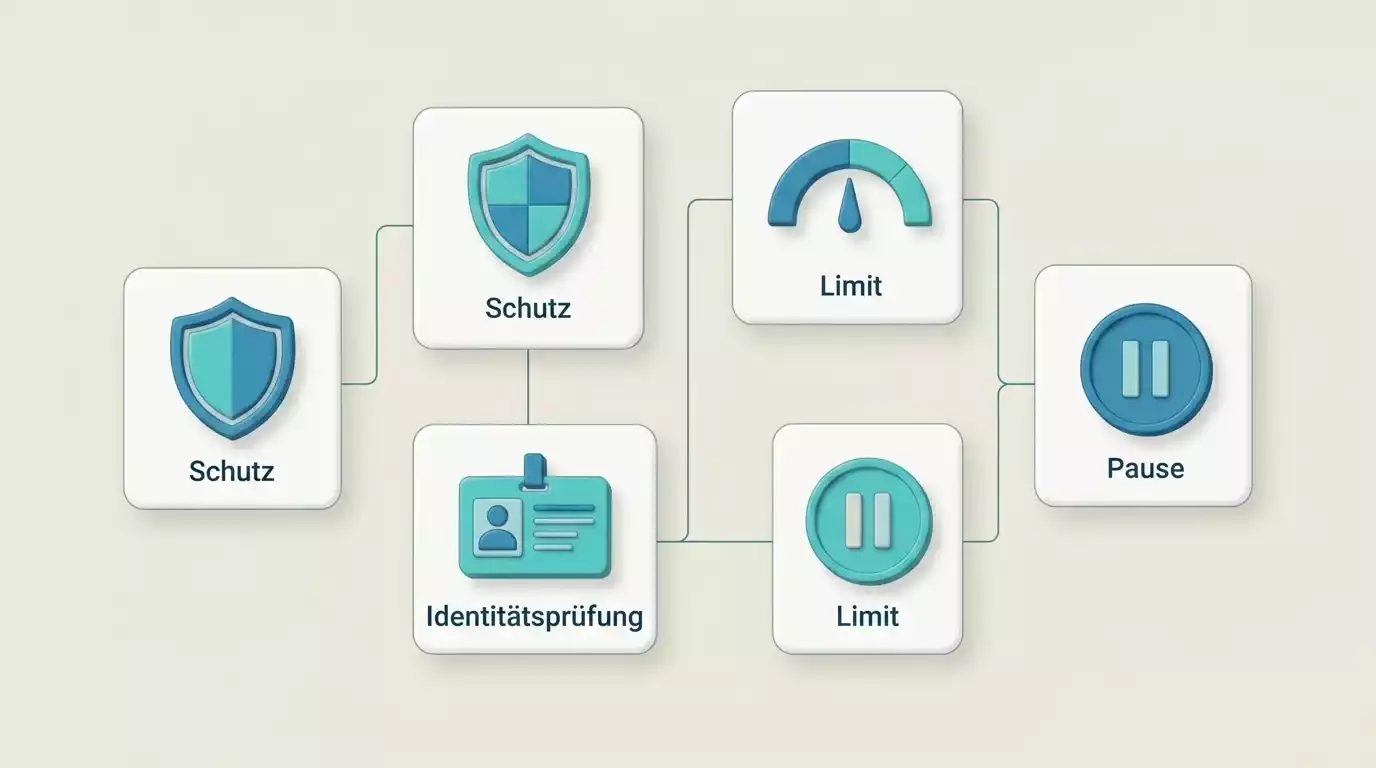 Abstrakte Darstellung von OASIS, LUGAS und Verifizierung als verbundene Schutzpunkte